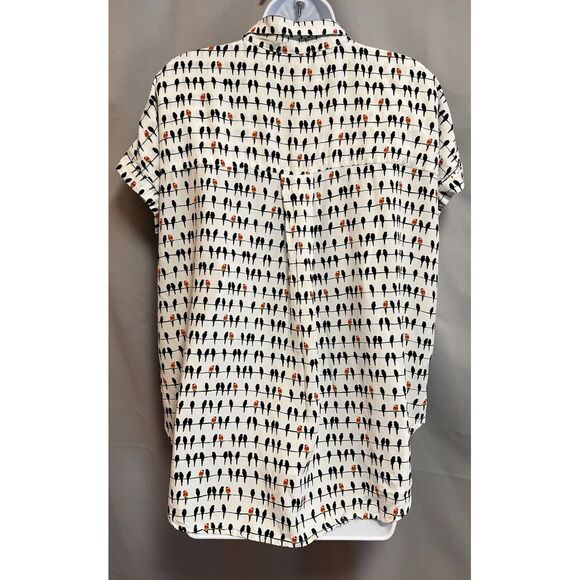 Jane And Delaney Birds On A Wire Parrot Large Roll Tab Sleeve Button Up Shirt - Picture 3 of 11